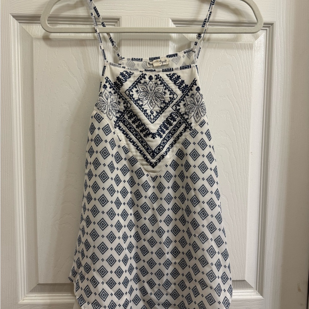 About A Girl Navy and White Sleeveless Top